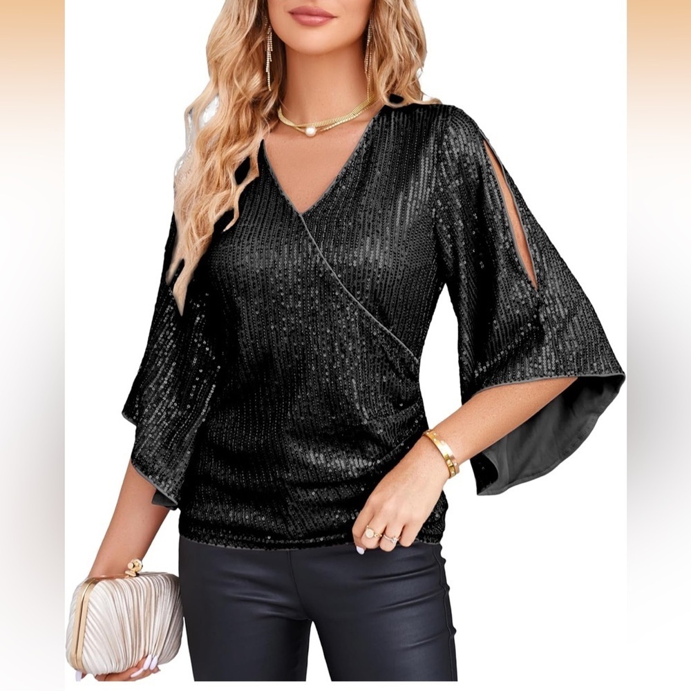 GRACE KARIN Sequin Party Top
Sparkly 3/4 Sleeve Glitter
Bling 2XL / 577-bb3